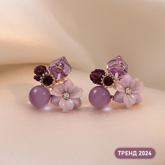 Серьги пусеты, размер 23 мм, фиолетовый Lovely LU
