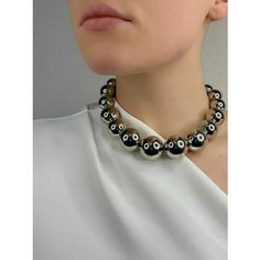 Колье Fashion jewelry, длина 46 см, серебряный