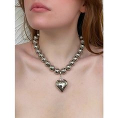 Колье Fashion jewelry, длина 41 см, серебряный