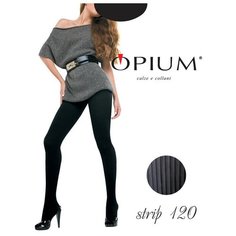 Колготки Opium черные в рубчик из микрофибры 120 den, 120 den, размер 3, nero