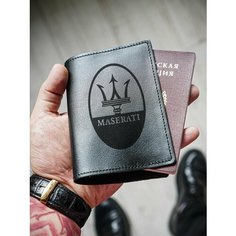 Обложка для паспорта КОЖЬЕ, черный