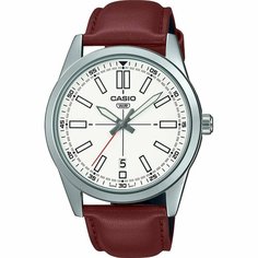 Наручные часы CASIO, серебряный, белый, коричневый