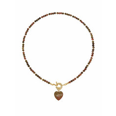 Колье Strekoza Collection, длина 41 см, коричневый/зеленый