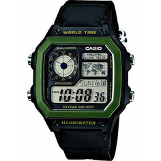 Наручные часы CASIO, черный, зеленый, серый