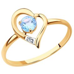 Кольцо Diamant, красное золото, 585 проба, топаз, фианит, размер 16.5
