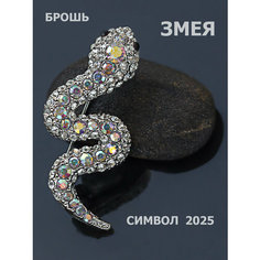 Брошь, стразы, серебряный Petro Jewelry