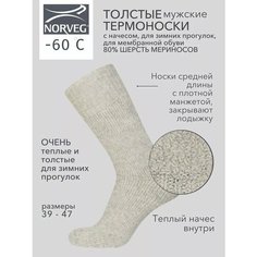 Термоноски NORVEG "-60 °C", размер 42-44, светло-серый меланж