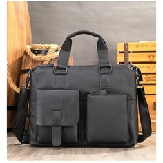 Сумка кросс-боди , фактура гладкая, глубокий черный Genuine Leather