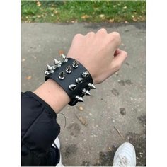 Жесткий браслет, металл, 1 шт., размер 21.5 см, черный Gloves Mittens