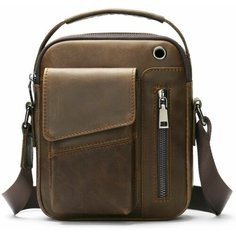 Сумка барсетка , кофейный Genuine Leather
