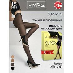 Колготки Omsa, 15 den, 3 шт., размер 5, nero