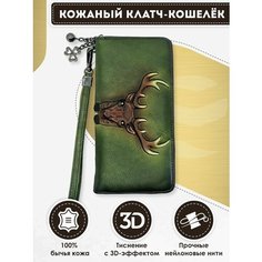 Кошелек Dzett, фактура тиснение, зеленый