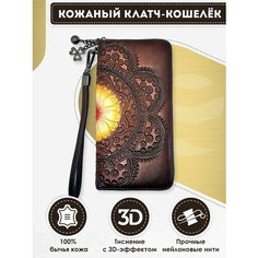 Кошелек Dzett, фактура тиснение, коричневый