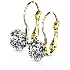 Серьги с подвесками Spikes, кристалл, размер 6 мм, золотой