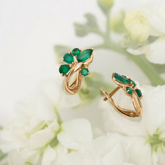 Серьги Яхонт, золото, 585 проба, агат, , зеленый