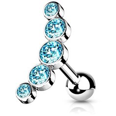 Серьги одиночные Spikes, искусственный камень, фианит, размер 6 мм, лазурный