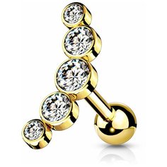 Серьги одиночные Spikes, искусственный камень, фианит, размер 6 мм, золотой