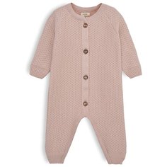 Комбинезон Loomknits Базовая коллекция, закрытая стопа, размер 68, пудровый