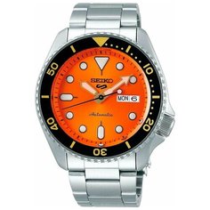 Наручные часы SEIKO 5 Sports, серебряный, оранжевый