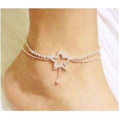 Браслет на ногу Inna Voropaeva jewelry, длина 22 см, 1 шт., серебристый