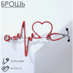 Брошь, эмаль, красный Кубикофф