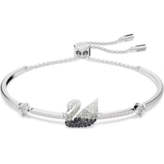 Жесткий браслет SWAROVSKI, кристаллы Swarovski, 2 шт., размер 22 см, серебристый, черный