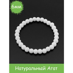 Браслет RockStore, агат, размер 18 см, размер L, белый глянцевый