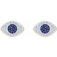 Серьги пусеты SWAROVSKI, кристаллы Swarovski, синий, черный, золотой, белый