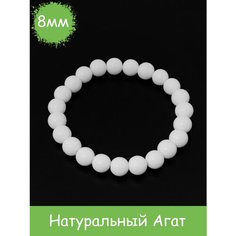 Браслет RockStore, агат, размер 18 см, размер L, белый глянцевый