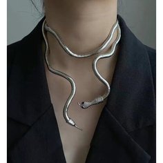 Колье, длина 60 см, серебристый Монинг