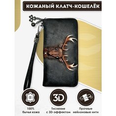 Кошелек Dzett, фактура тиснение, черный