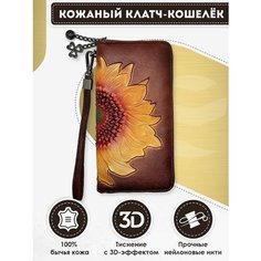 Кошелек Dzett, фактура тиснение, коричневый