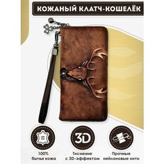 Кошелек Dzett, фактура тиснение, коричневый