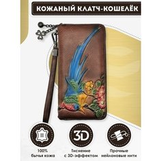 Кошелек Dzett, фактура тиснение, коричневый