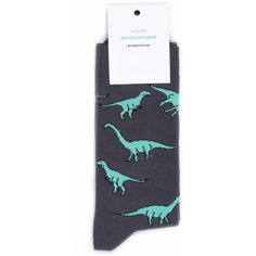 Носки Никита Грузовик Носки с динозаврами серые с зелеными динозаврами, размер 39-41, зеленый, серый
