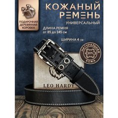 Ремень LEO HARDY, размер 135, черный/бежевый