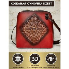 Сумка кросс-боди Dzett, фактура тиснение, бордовый, красный, коричневый