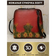 Сумка кросс-боди Dzett, фактура тиснение, зеленый, красный, оранжевый, розовый