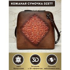 Сумка кросс-боди Dzett, фактура тиснение, бордовый, коричневый