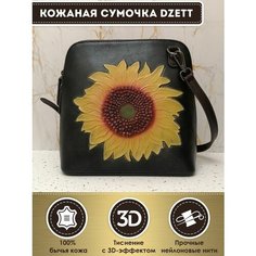 Сумка кросс-боди Dzett, фактура тиснение, желтый, коричневый, черный