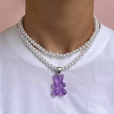 Бусы, длина 42 см, лавандовый Монинг