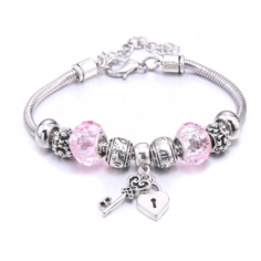 Браслет, 1 шт., размер 16 см, розовый/белый