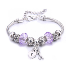 Браслет, 1 шт., размер 16 см, белый/фиолетовый