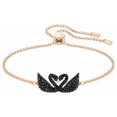 Жесткий браслет SWAROVSKI, кристаллы Swarovski, размер 24 см, золотистый, черный