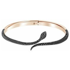 Жесткий браслет SWAROVSKI, кристаллы Swarovski, золотистый, черный