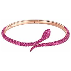 Жесткий браслет SWAROVSKI, кристаллы Swarovski, золотистый, розовый