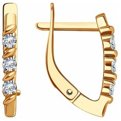 Серьги Diamant, красное золото, 585 проба, фианит, размер 17 мм, , бесцветный