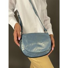 Сумка кросс-боди , фактура гладкая, синий металлик Unvers Leather Istanbul
