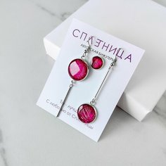 Серьги Сплетница, фиолетовый, серебряный, розовый