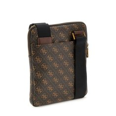 Сумка планшет GUESS, фактура зернистая, коричневый/охраBNH